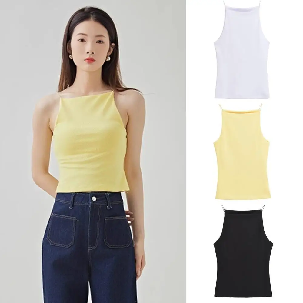 

Women's Solid Color Halter Tank Top Sleeveless Vest Thin Straps Camisole Summer Casual Fashion Wear