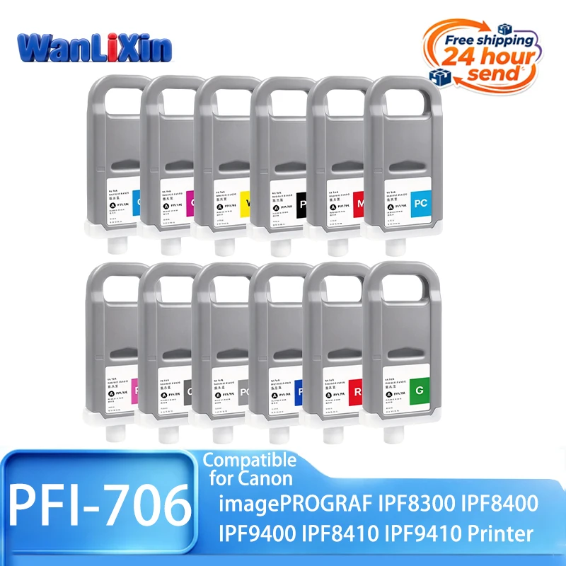 700ML PFI-706 PFI706 PFI 706 ink cartridge Compatible for Canon imagePROGRAF IPF8300 IPF8400  IPF9400 IPF8410 IPF9410 Printer