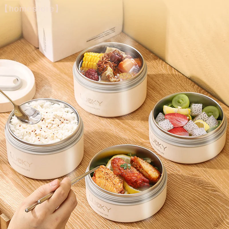 1 set di contenitori per il pranzo isolati portatili con scatola per il pranzo, contenitore per il pranzo in acciaio inossidabile Bento impilabile