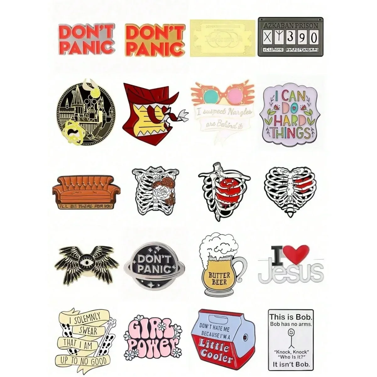 Fashion Creative Brooch Badge, Beer Calendar, Glasses, English Fun Letters, Backpacks, Clothing Accessories Brooch Badge