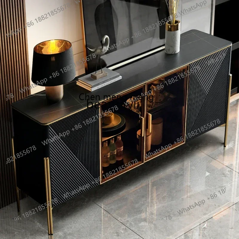 182C Light Luxury Stone Plate Meal  Modern Minimalist Locker Storage Side Tea Cabinet Entrance Cabinet glass cabinet