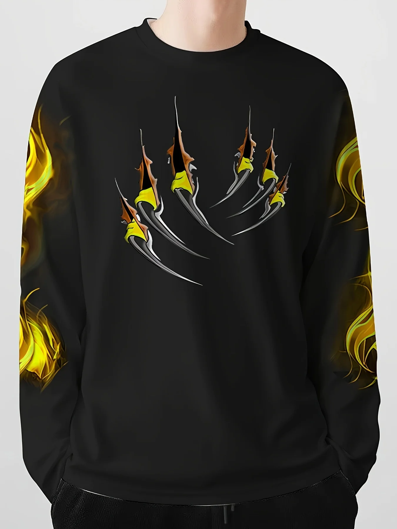 

Men's Casual Graphic Print Long Sleeve T-Shirt, Mid-Stretch Fabric,Streetwear Fashion, Street Style Apparel, Young Adults