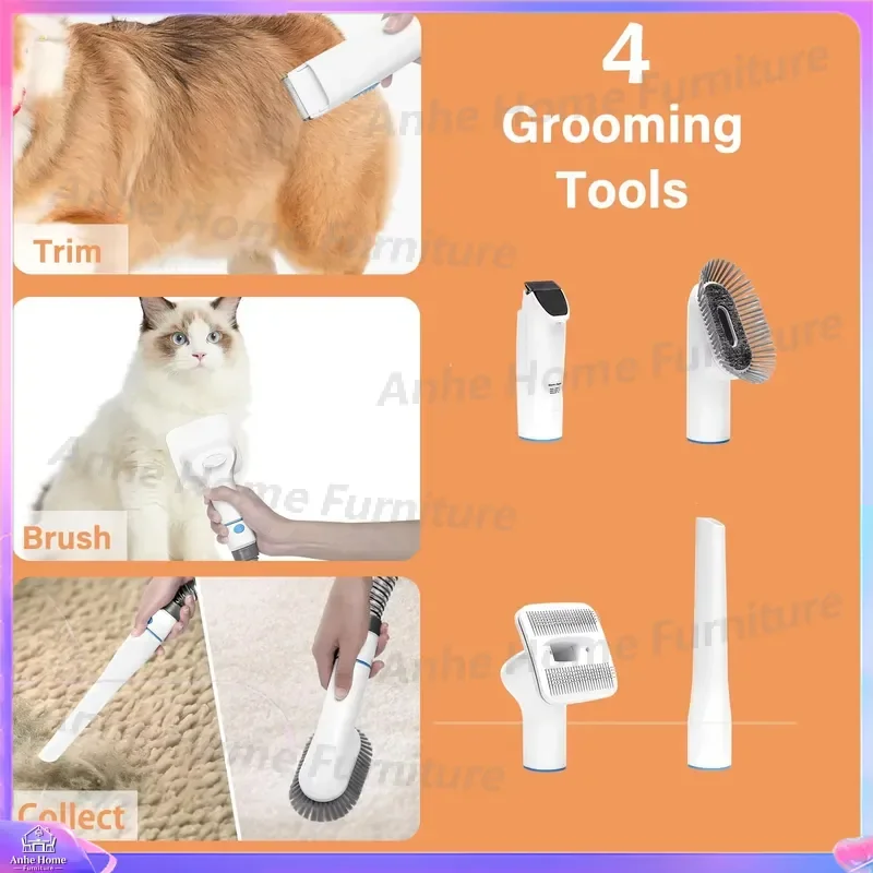 Pet Grooming Kit Dog Cat Hair Clipper Vacuum Trimmer Scissors Comb Portable ABS Plastic Multi Functional Pet Care Tools