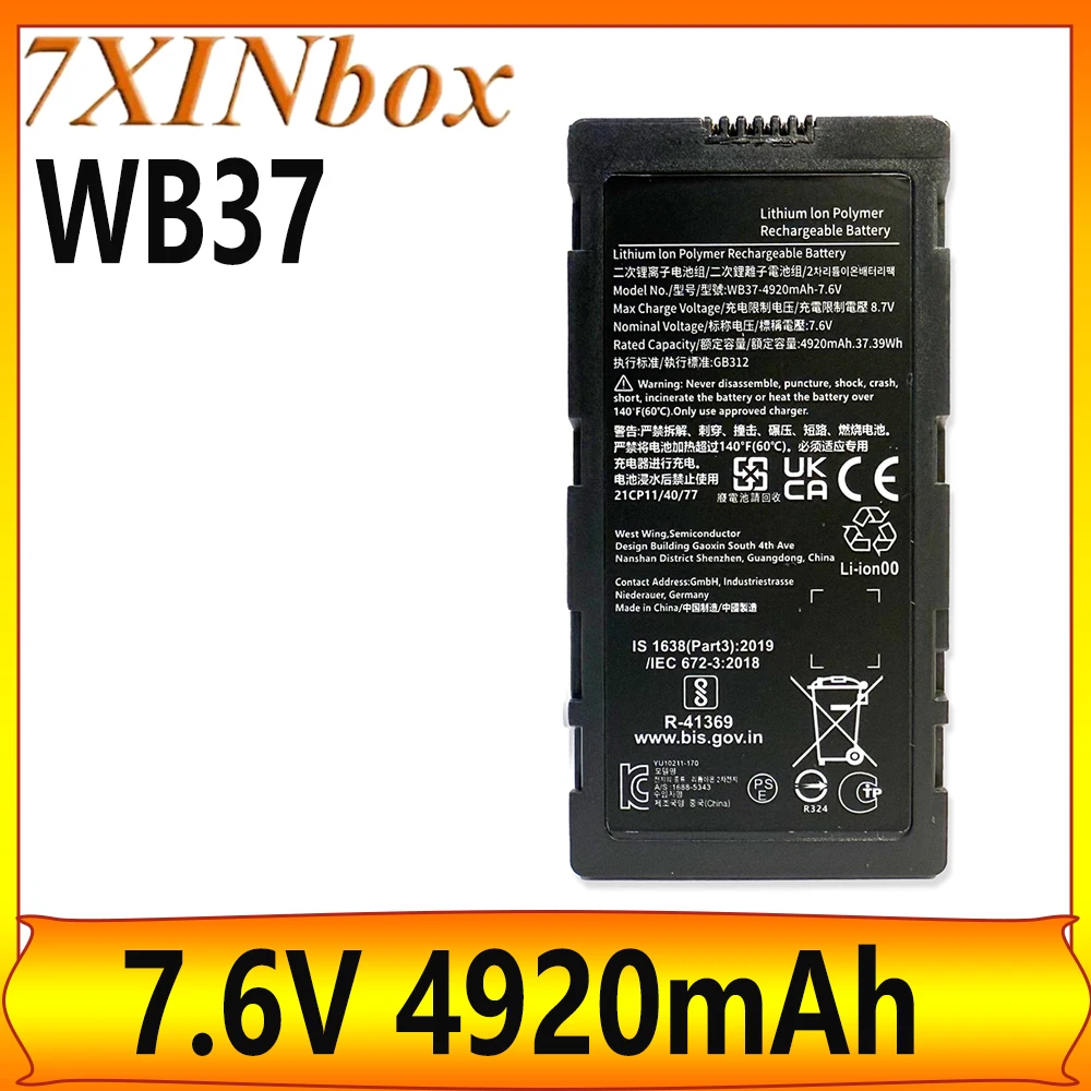 7XINbox WB37 7.6V 4920mAh Battery For DJI Cendence Remote Controller Phantom 4 RTK MG-1P T10 T16 T20 FPV Remote Controller Cryst