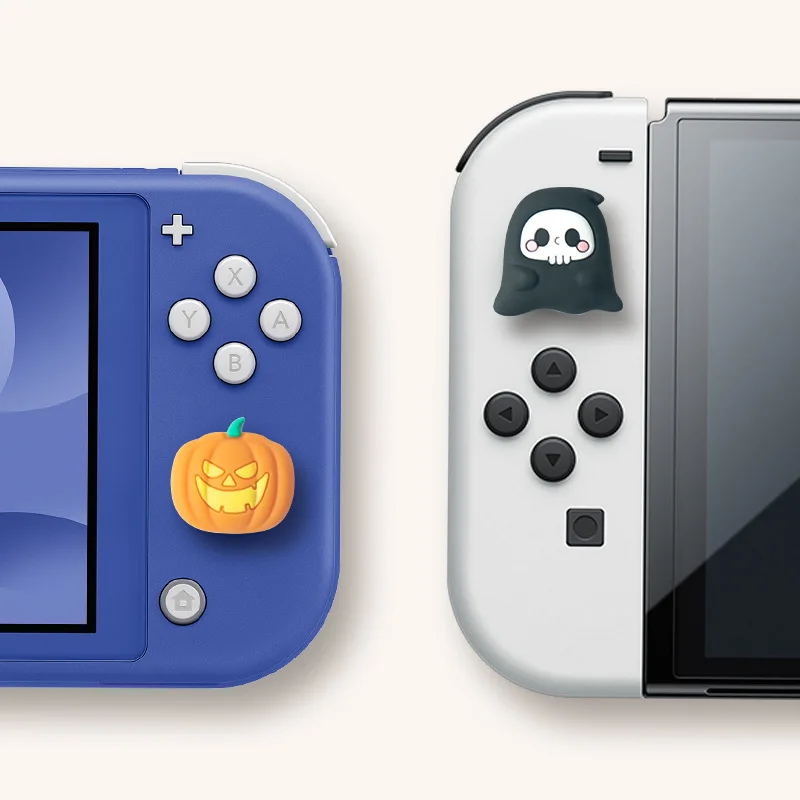 Halloween Pumpkin Ghost Glow Silicone Soft Thumb Stick Grip Cap, Capa Protetora Joystick para Interruptor, Oled NS Lite Joy-con Case