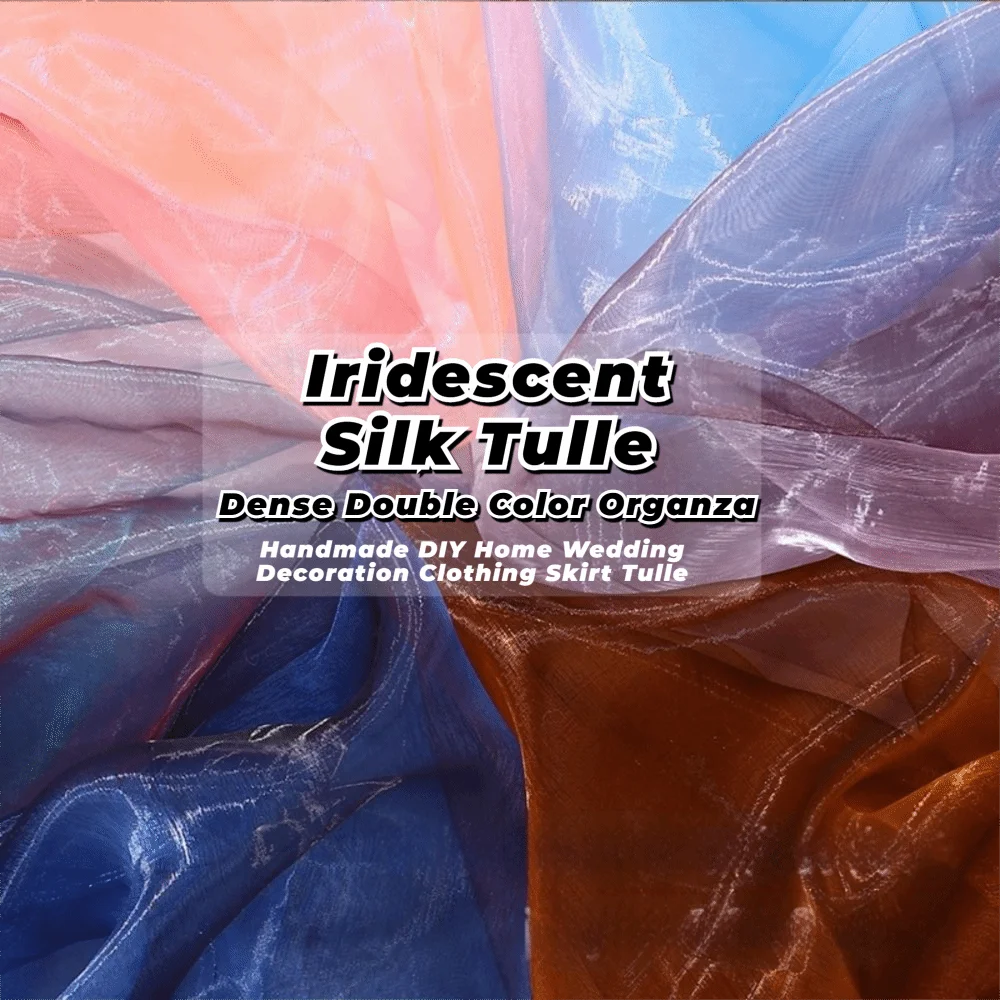100X150cm Two-color Gradient Fabric Lightweight Thin Gauze Fabric Sheer Colorful Tulle Gauze Fabric Decorative Edge view 4