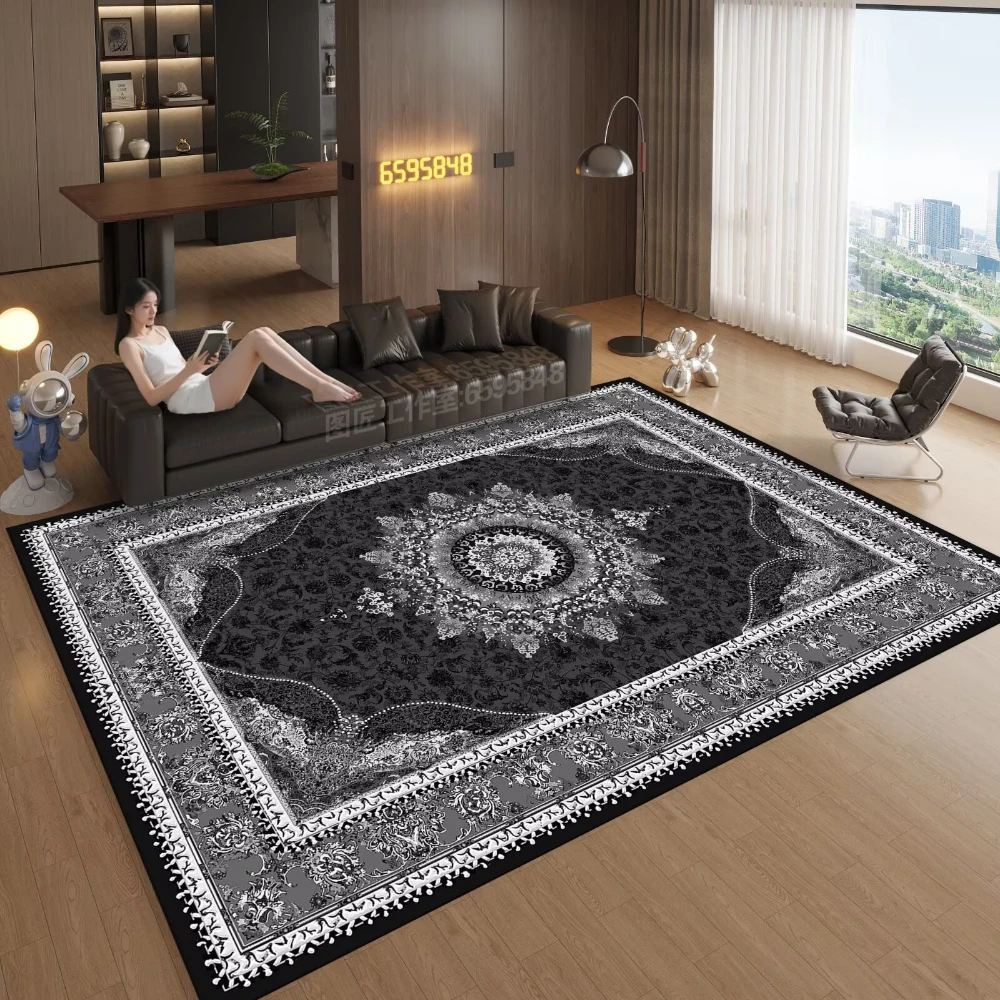 Greek Key Large Carpet for Living Room Modern Study Bedroom Rug Non Slip Floor Mat Minimalist Home Decor Textured Design