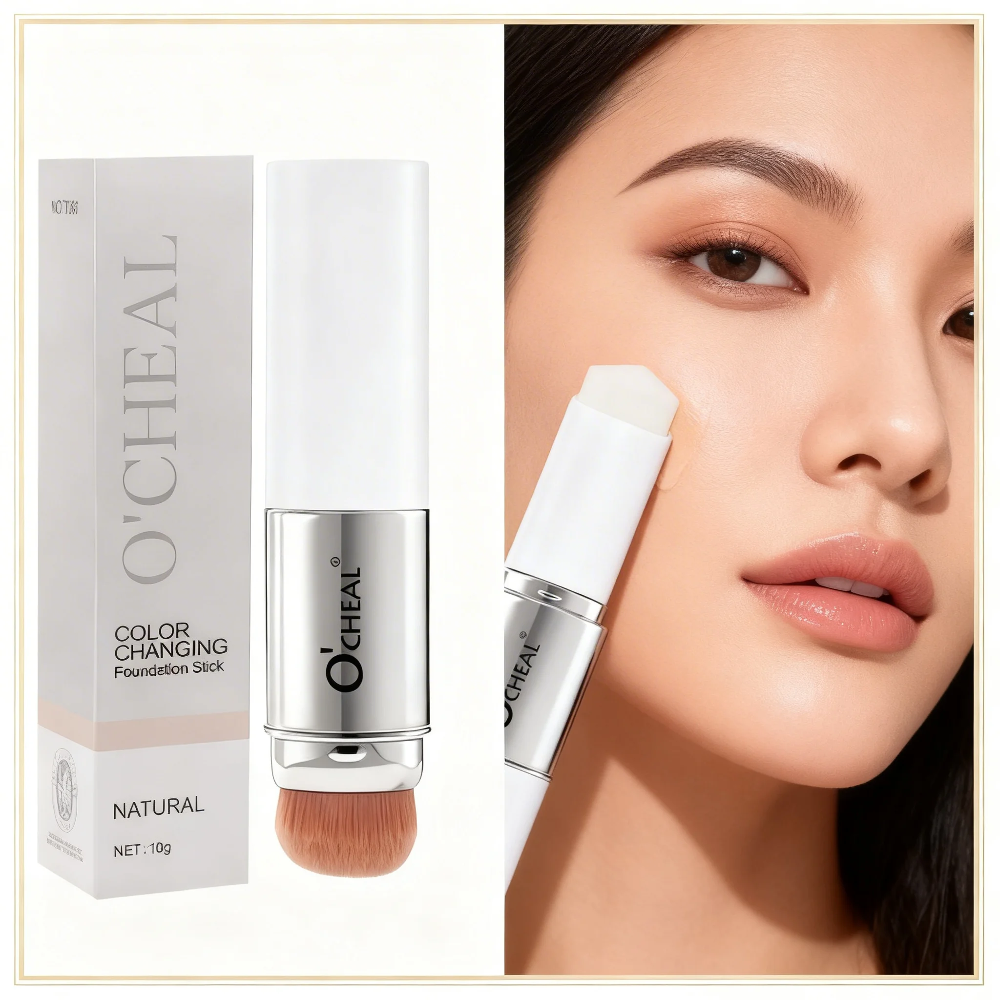 O'CHEAL Temperature Changing Foundation Stick Facial Coverage Blemishes Pores Double-Headed Face Matte Makeup Foundation Cream