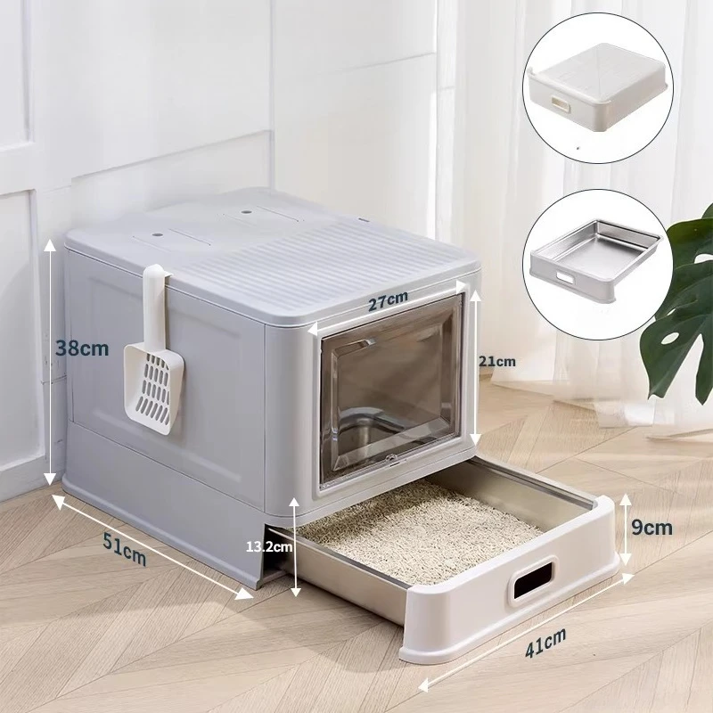 

Stainless cat Litter Box Automatically Toilet Side Entrance Closed Litter Box Sandbox Defecation Areneros De Gatos Home Items
