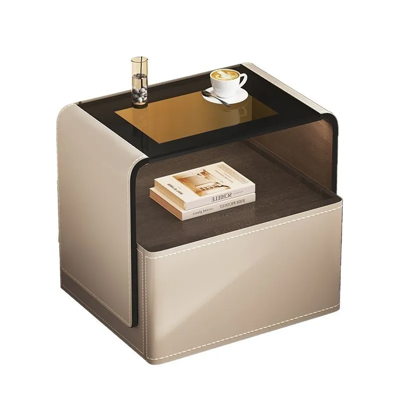 

Bedside table celebrity creative bedroom Minimalist bedside table Solid wood free installation Simple modern storage locker