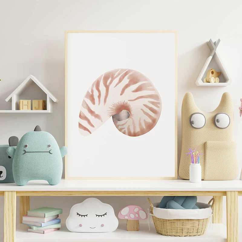 شاطئ السلطعون محارة المرجان نجم البحر قذيفة الرمال المائية المشارك قماش الطباعة الساحلية جدار صورة فنية لغرفة المعيشة ديكور المنزل