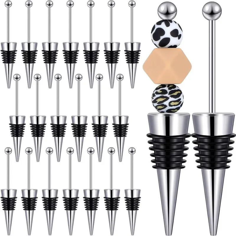 MLGB-20Pcs Beaded Wine Stoppers For Wine Bottle Decoration Beaded Wine Stoppers Reusable Alloy Wine Keepers For Beverage Gift Du