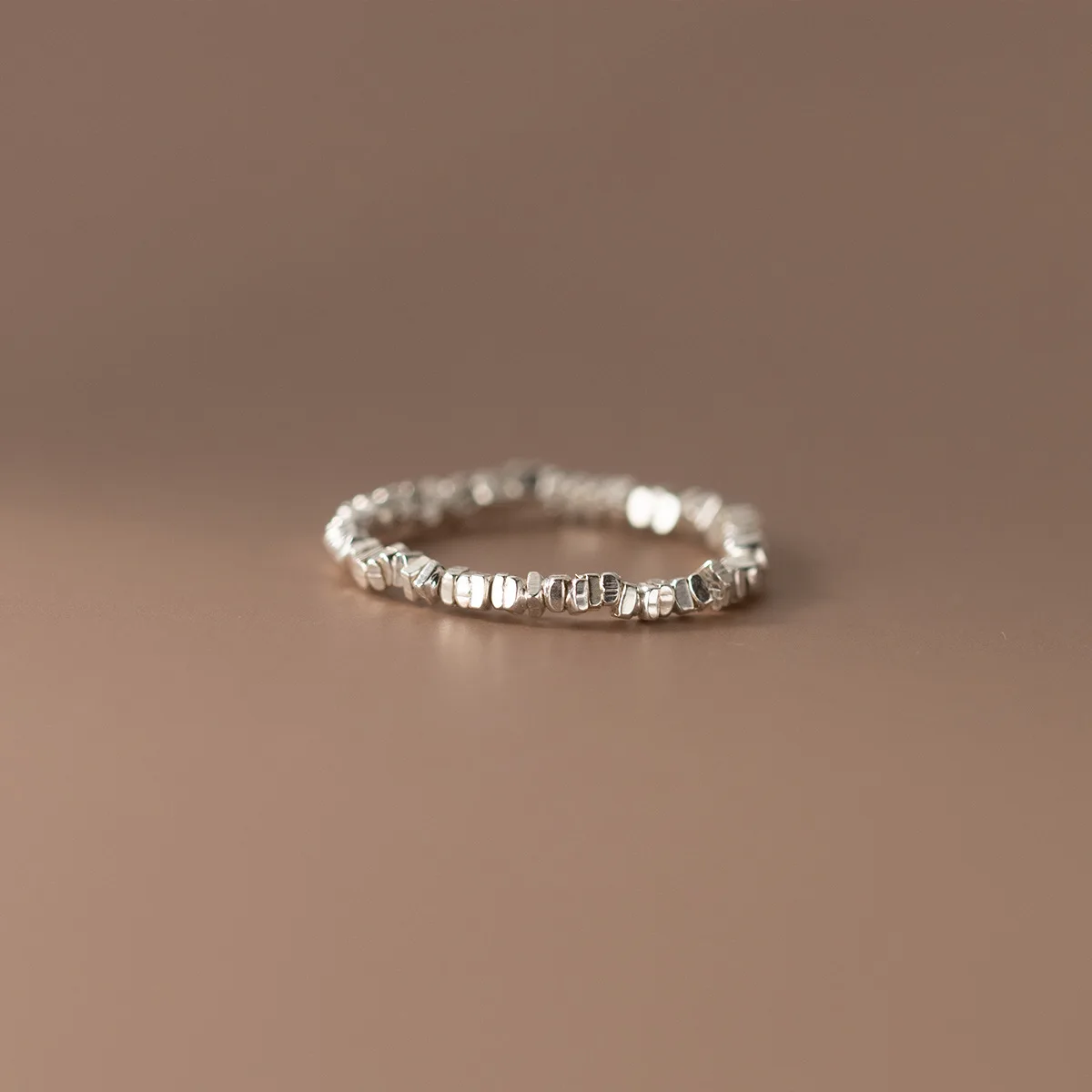 53-58mm Elastic Ring Pearls Silvers Fragments 925 Sterling Silver Simple Versatile for Women Adjustable Fine Jewelry Hot Style
