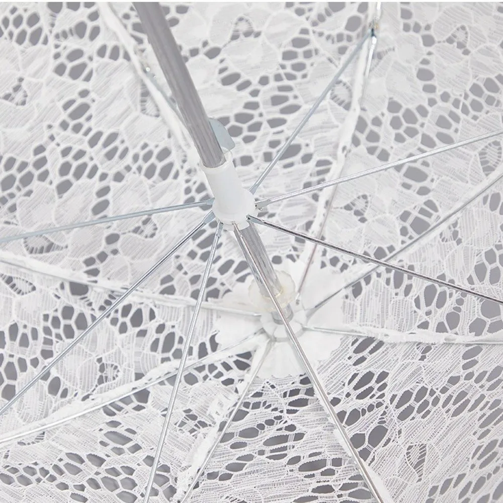 

Hollowed Out Women's Lace Umbrellas Mesh Flower Transparent Wedding Decoration Props Elegant Delicate Bride Prop Umbrella