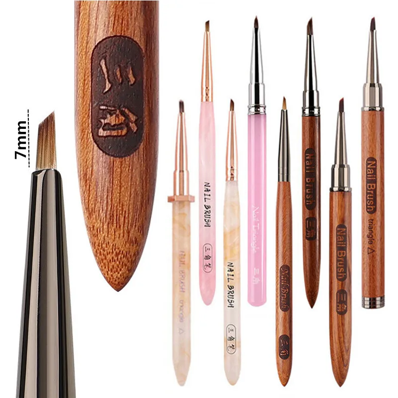 8Style Triangular Petal Nail Brush Acrylic Nail Art Liner Brush Stripes Grid Flower Painting Drawing PenManicure Tools