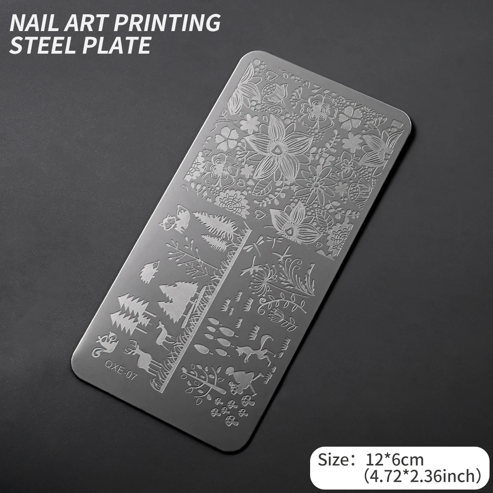 12x6cm 크리스마스 스테인레스 스틸 네일 아트 템플릿 1PC 크리스마스 트리, 산타 클로스, 벨 네일 스탬프 플레이트 DIY 크리스마스 네일 도구