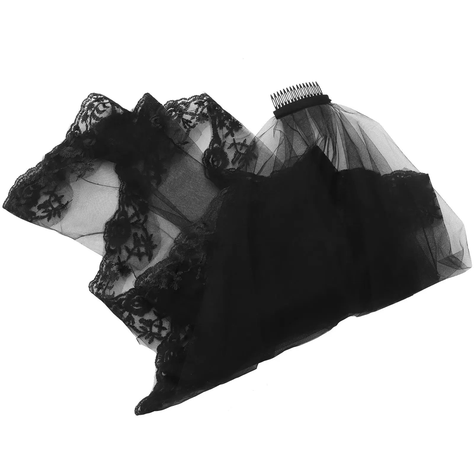 Gothic Halloween Veil Lace Veil Women Wedding Bridesmaid Hair Accessories Black Lace Vintage Elegant Photo Props