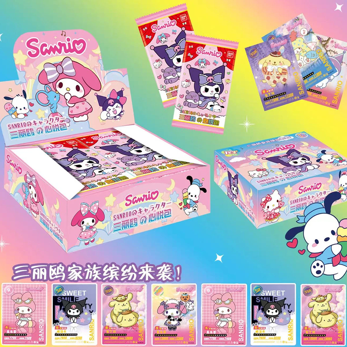 Sanrio Hello Kitty Collectible Cards 2025 New Kawaii Kuromi Melody Cinnamoroll Cartoon Shining Game Trading Cards Children Gifts