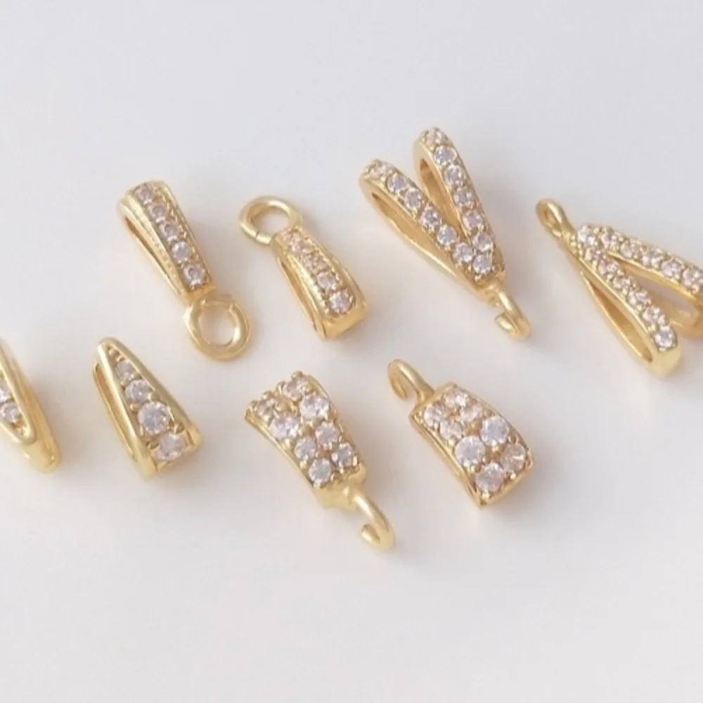 

14K Gold Zircon Melon Seed Buckle Pendant Holder Handmade DIY Necklace Buckle Pendant Clip Buckle Jewelry Accessories