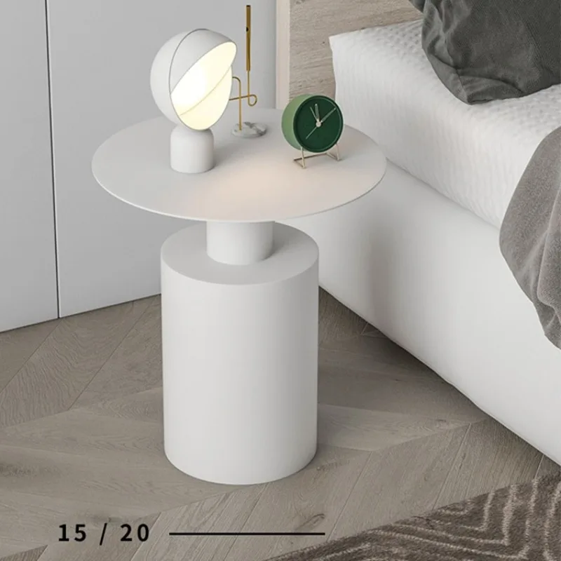 Nordic Style Coffee Tables Modern Minimalist Bedroom Bedside Table Round Creative Storage Rack Light Luxury Iron Small Desk