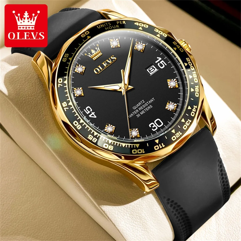 

OLEVS Mens Watches Top Brand Luxury Quartz Watch Men Silicone Strap Sports Waterproof Luminous Calendar Watch Relogio Masculino