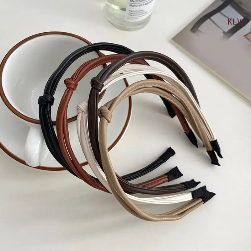 

Elegant PU Leather Headband for Casual Wear Women Hairhoop Fashion Headpieces Accessory Knotted Headband Hair Decors