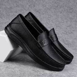 Genuine Leather Men Casual Shoes Handmade Slip on Platform Walking Shoes Outdoor Footwear Driving Loafers Breathable Sneakers