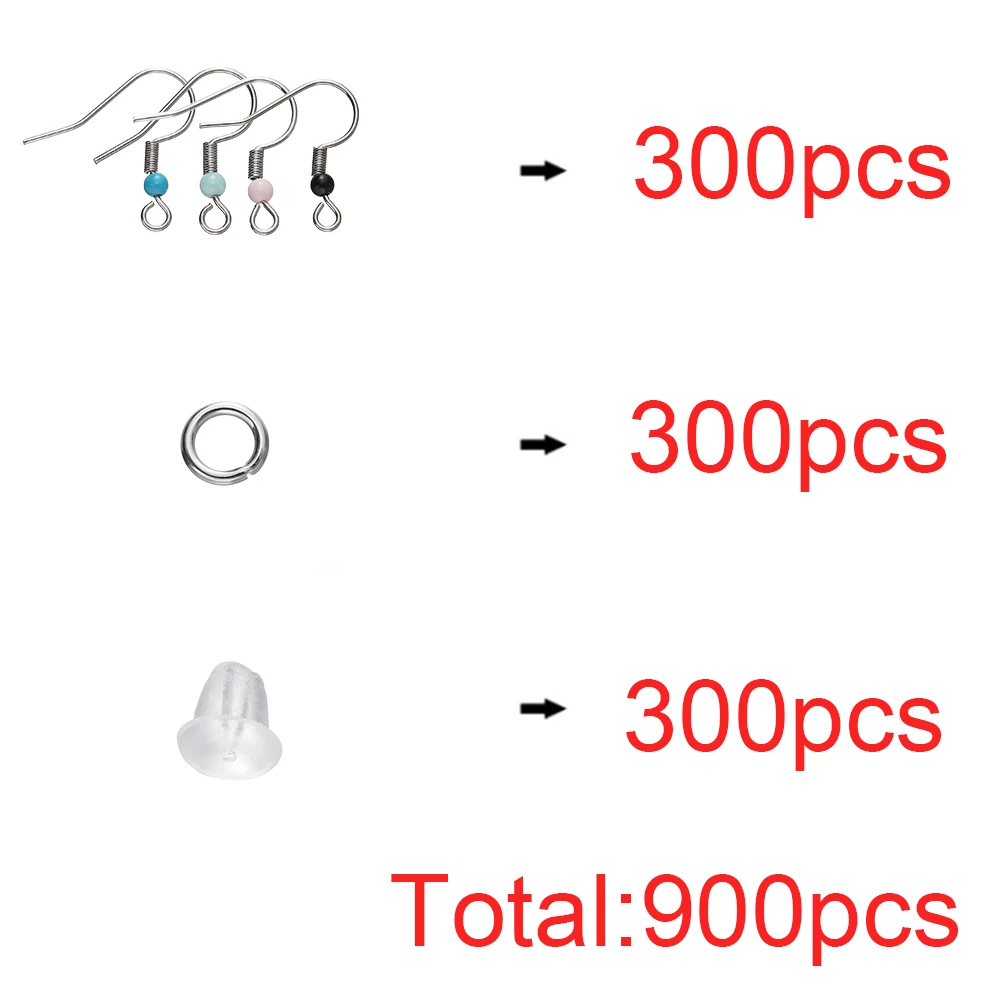 900pcs/Set Stainless Steel Earring Hooks Earings Accessories Stud Plugs Open Jump Rings Jewelry Making Kit For DIY Earring