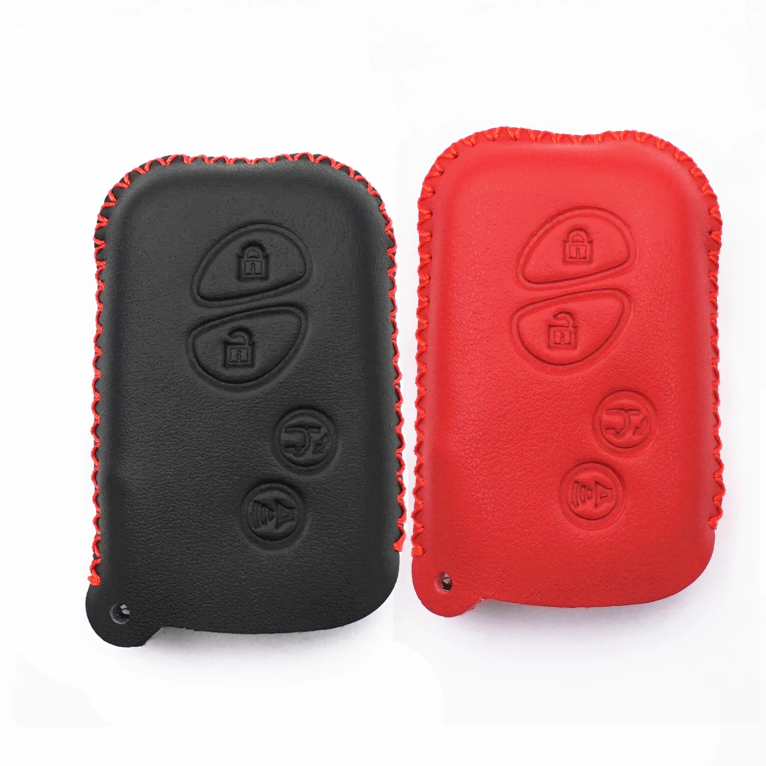 WFMJ 2Pcs Black Red Leather for Lexus IS250 IS350 LX RX GX ES350 GX460 RX350 LX570 GS430 300 4 Buttons Remote Key Fob Case Cover