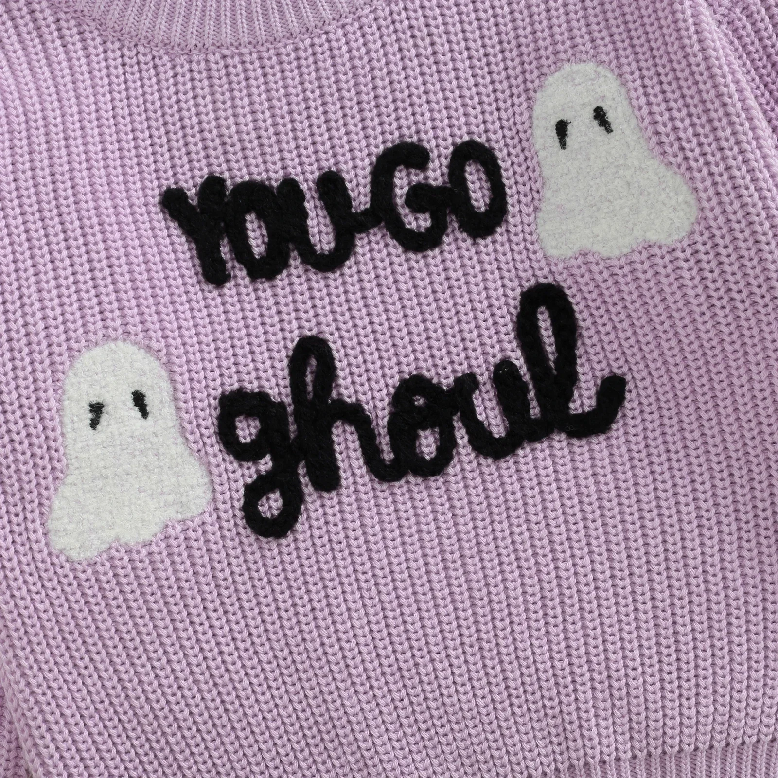 2025 Winter Toddler Baby Girls Sweaters Halloween Ghost Letters Embroidery Warmer Knitted Long Sleeve Pullover Infant Knitwear