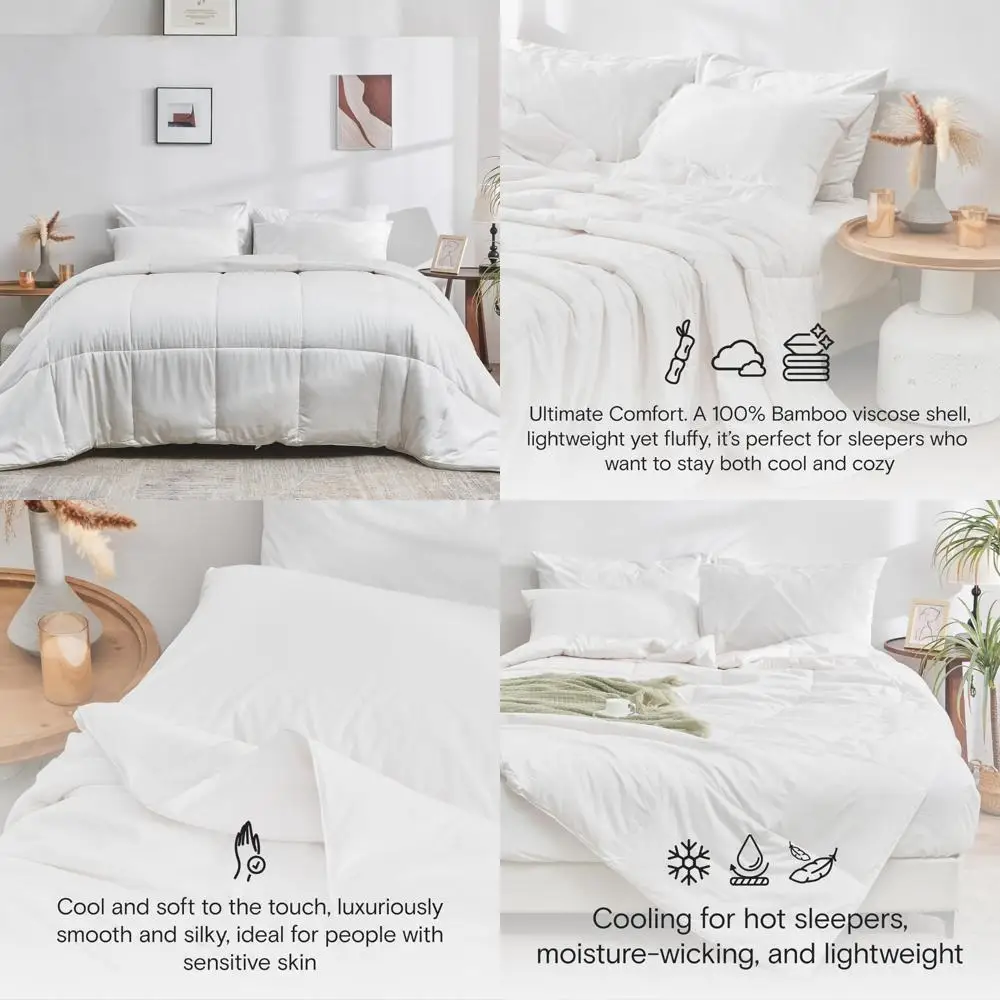 

Bamboo Viscose Cooling Comforter - Lightweight, Breathable, Soft Down Alternative Duvet Insert for All Seasons