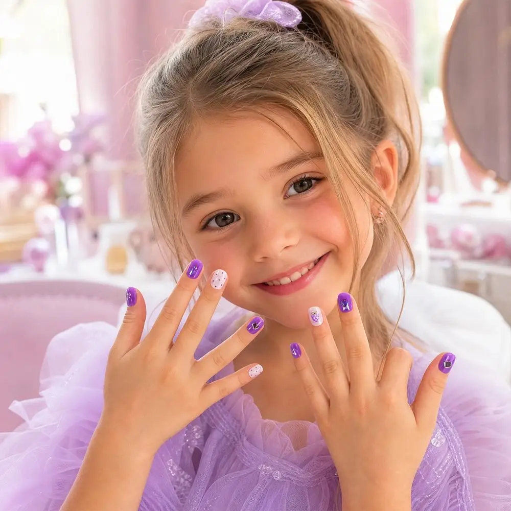 Accessories Cat's Eye Children Wearing Nails Short Detachable Nail Stickers Cute Decorative Nail Tips Casual Wear