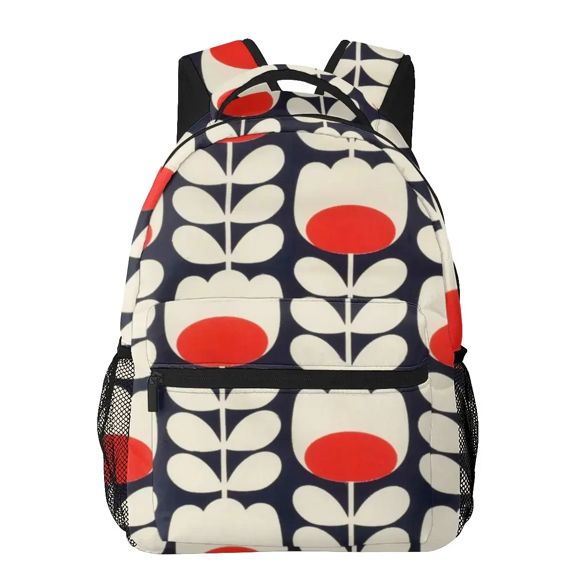 Orla Kiely, Multi Stem Flowers, Red,white Backpacks Boys Girls Bookbag Students School Bags Cartoon Laptop Rucksack Shoulder Bag