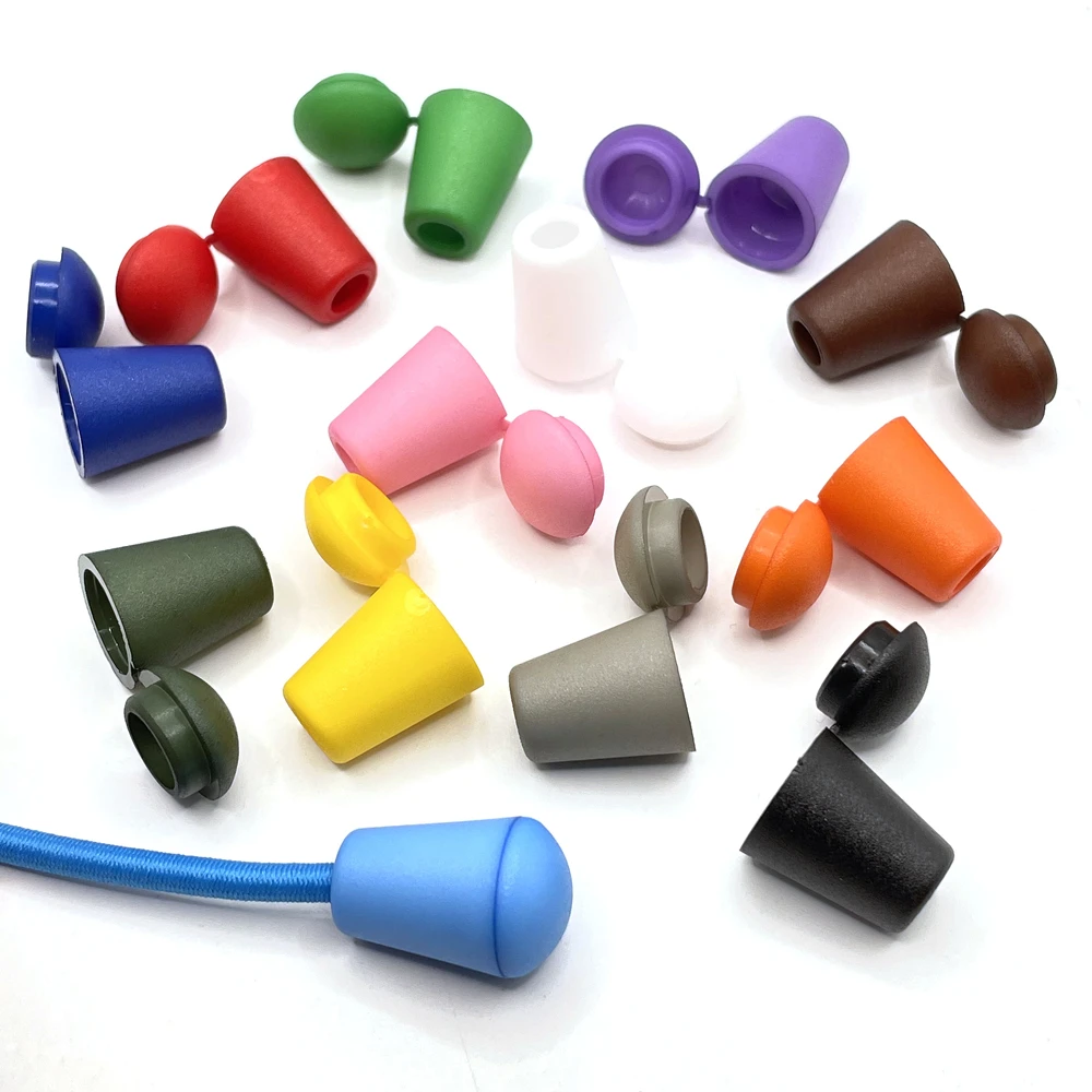 13-100 Stück Bunte Kunststoff-Kordelstopper mit Deckelverschluss und Knebelverschluss für Paracord, Kleidung, Taschen, Sportbekleidung, Schnürsenkel und Seilteile – Detail 1