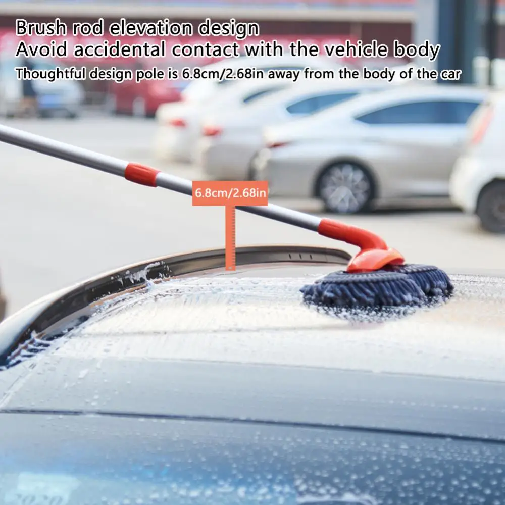 

Car Washer Mop Foam Wash Brush Double Brush Head Roof Window Cleaning Maintenance Three-Section Telescopic Mop Car Accessories