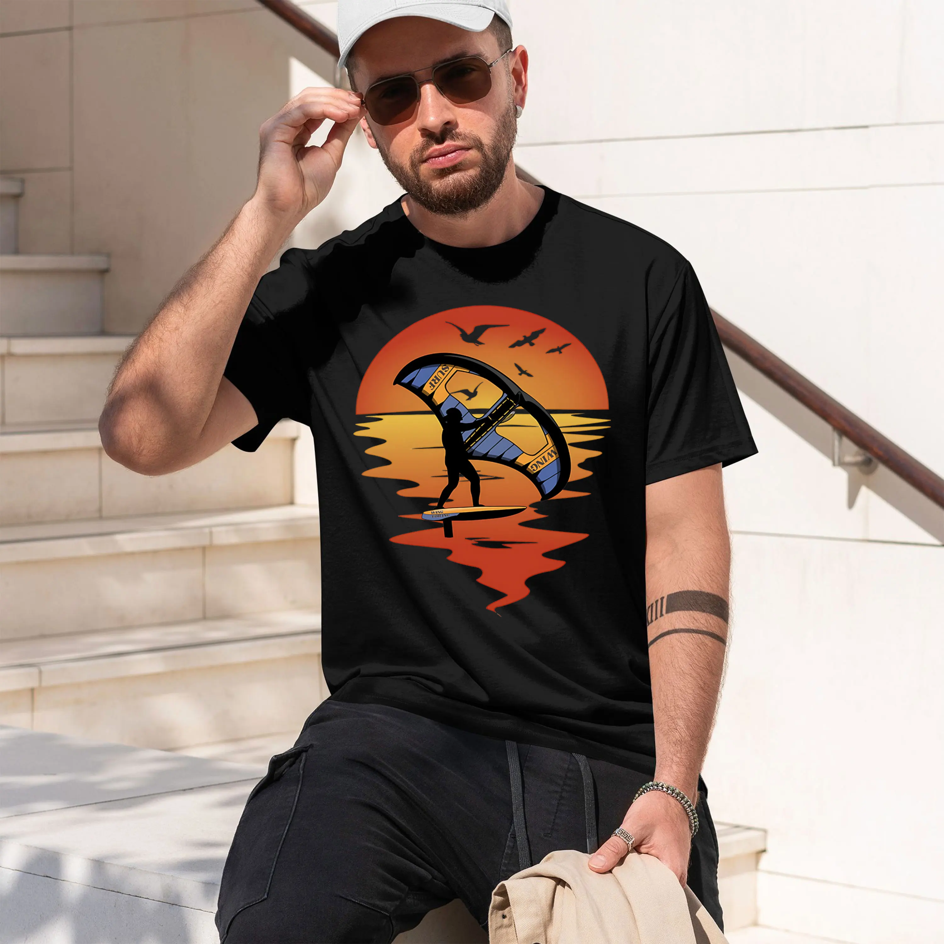 Foiling Surfer Gesenk 2026 New Model Men’s Short-sleeve crewneck T-Shirt Classic Casual Multiple Colors and Sizes for Daily Wear