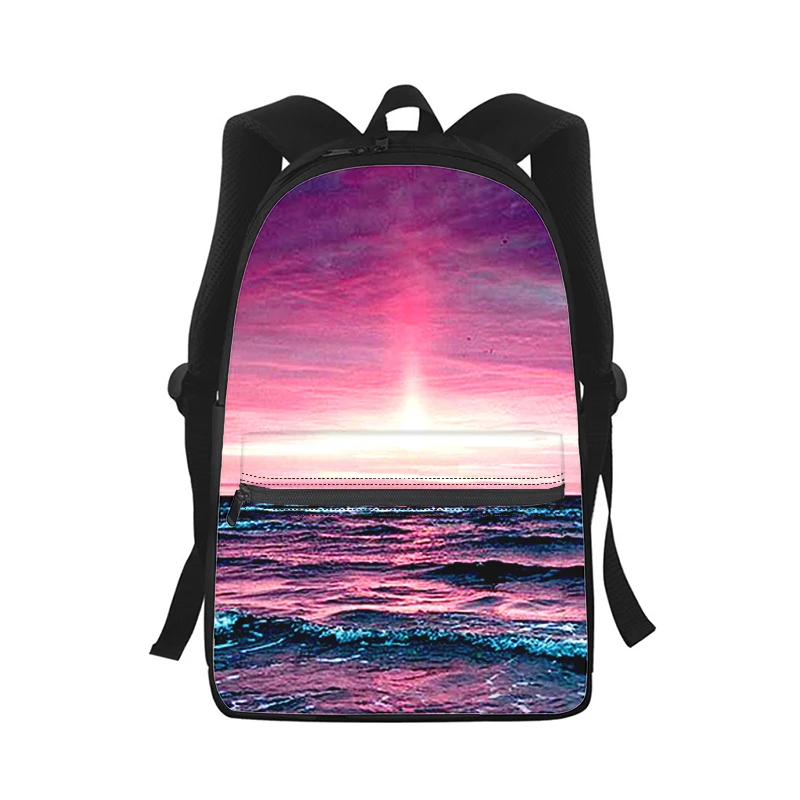 Mochila con estampado 3D de paisaje marino para hombre y mujer, bolso escolar de moda para estudiantes, mochila para ordenador portátil, bolso de hombro de viaje para niños