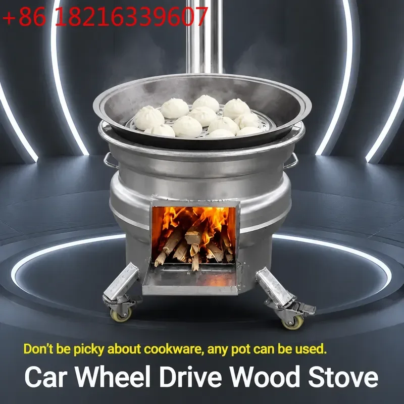 Thickened Portable Wood Burning Stove for Outdoor Camping and Rural Household Use with Pot Support