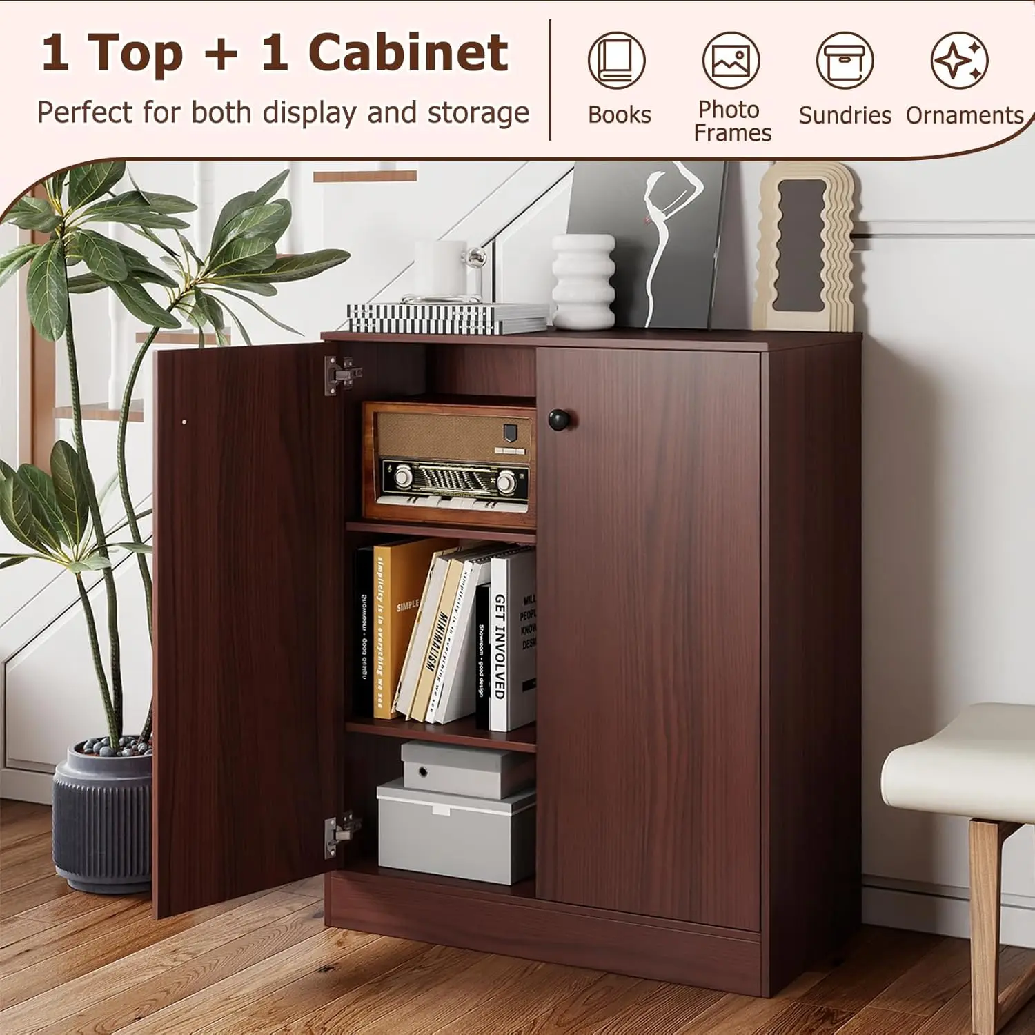 

Двухдверный шкаф для хранения, отдельно стоящий, с 3-ярусной полкой, органайзер для кухни, гостиной, прихожей, офиса, на заказ