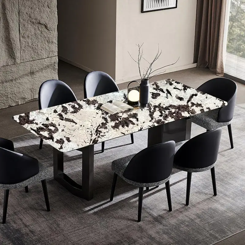 طاولة طعام فاخرة من الحجر البلاتيني طاولة مربعة من الرخام الطبيعي طاولة طعام من الجاديت الأزرق #1