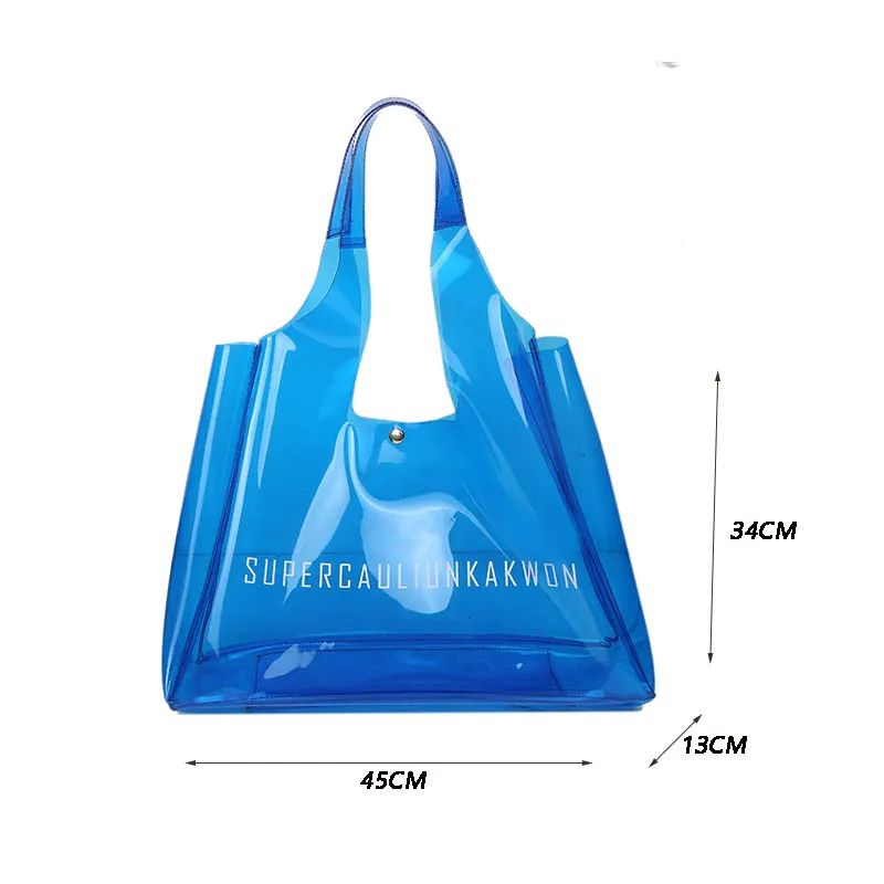 Women Bags Transparent Tote PVC Shopping Bag Outdoor Handbag Designer Fashion Letter Shoulder Bags for Women Large Capacity Tote