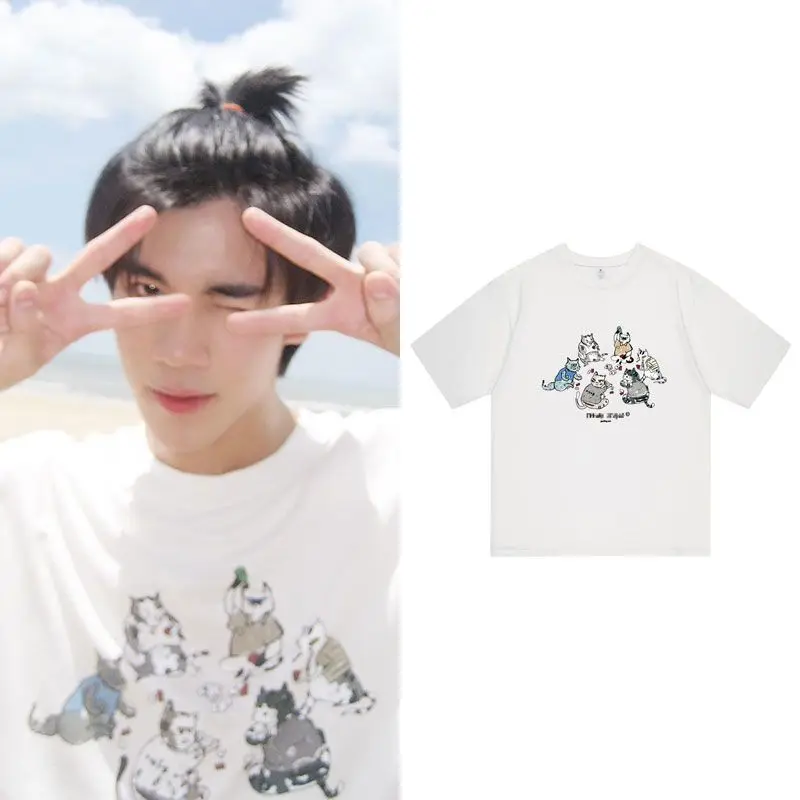 חדש תאילנדי דרמה שלי נשיא בית ספר תאומים הרביעי G4 GeminiFourth תלבושות מקרית loose תלמיד קצר שרוולים חולצה מתנה