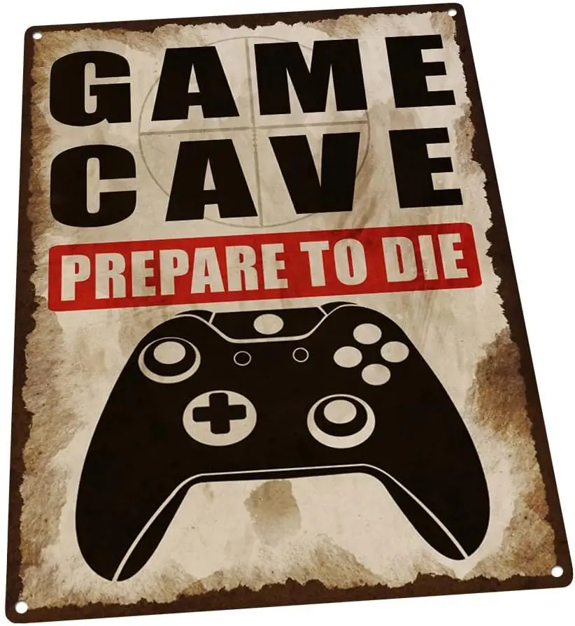 Game Cave Metallschild, Zimmer, Männerhöhle, Kinderzimmer – Aluminiumschild