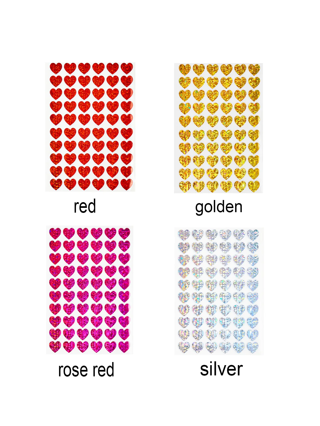 10 Blatt kleine Herz-Aufkleber, glitzernde, glänzende Valentinstag-Aufkleber in Rotgold und Silber für Kinder, Klassenzimmer-Belohnung, Umschläge, DIY-Dekoration – Detail 12