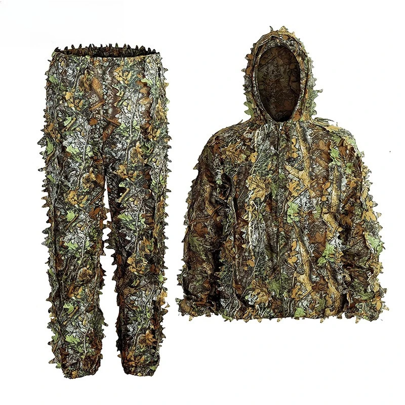 3D Leaves Camouflage Ghillie Suit Lightweight Camoflage Sniper Ghillie Woodland Airsoft Shooting Hunting Equipment