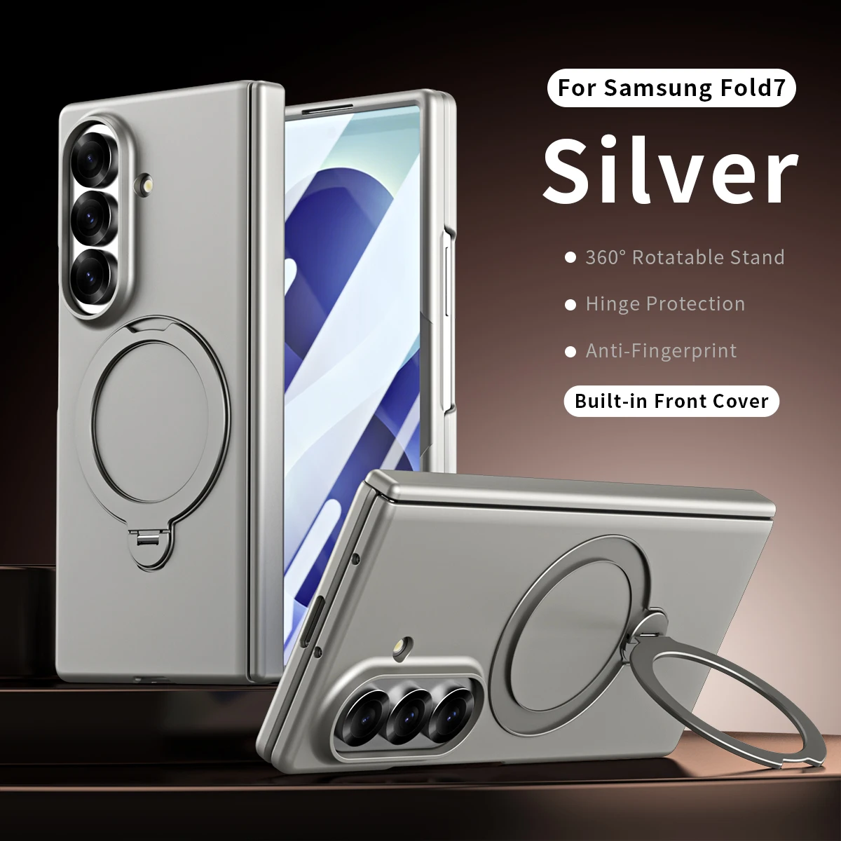 For Samsung Galaxy Z Fold 7 6 5 4 5G Case Magnetic Rotating Bracke Folding Hinge With Tempered Film Shockproof Hard Back Cover