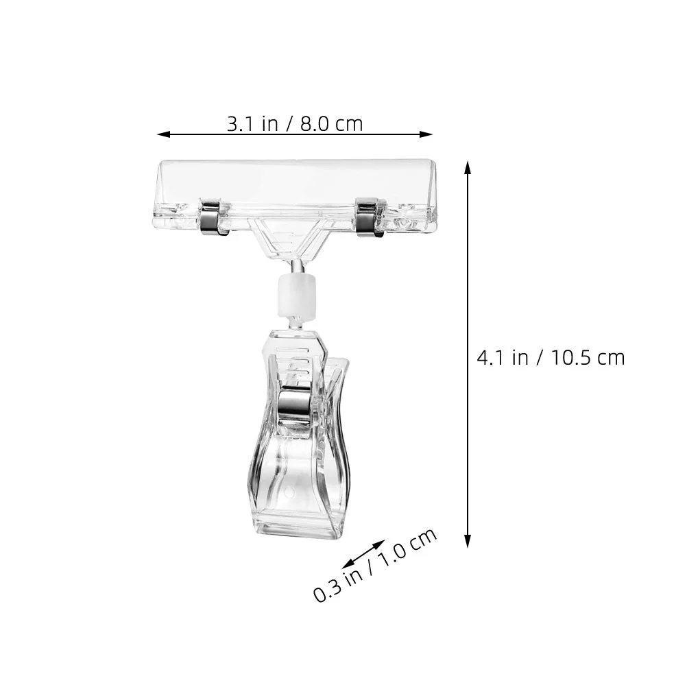 20 Pcs Shelf Clip Signs Show Rack Card Display Clips Double Retail Store Supplies Stainless Steel Shrapnel Price Holders