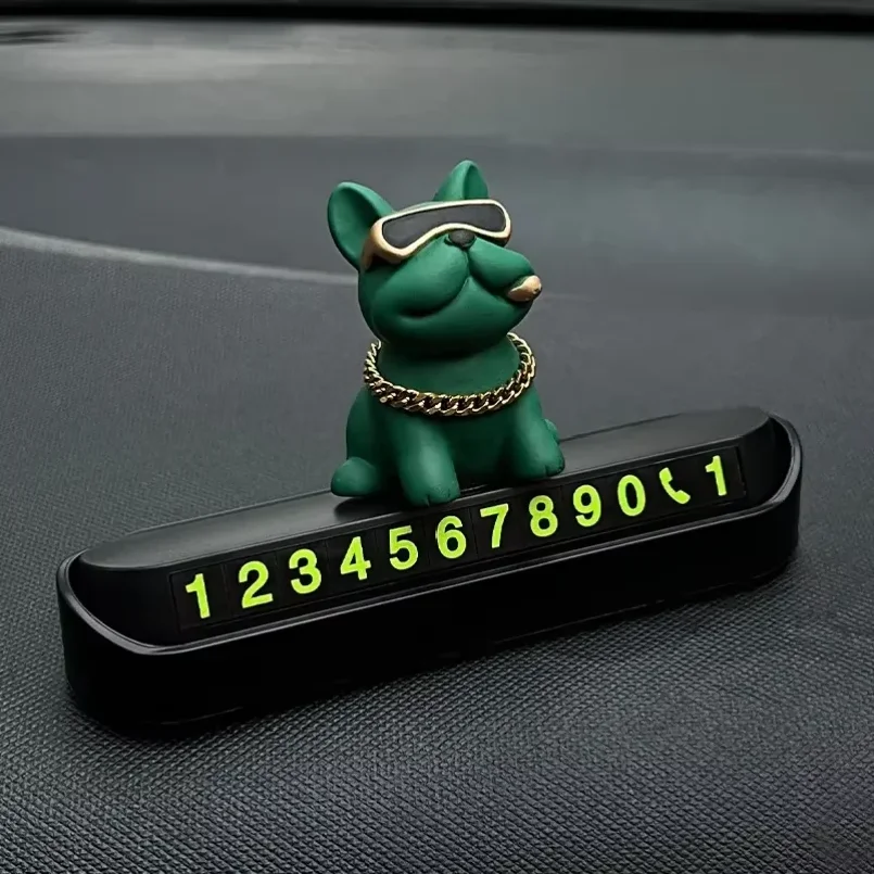 Cute Funny Bulldog Car Temporary Parking Number Plate - Dashboard Decor Auto Accessories Cute Gift Automobiles Voiture