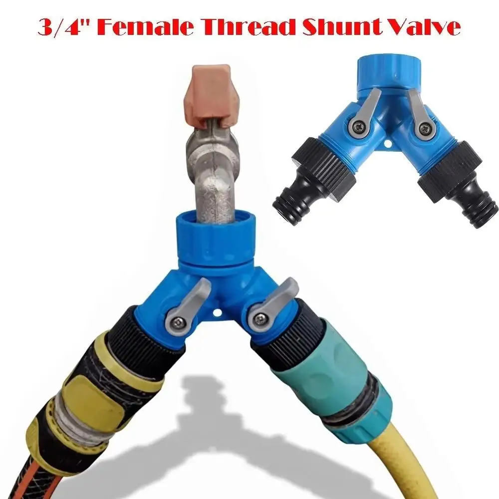 3/4'' Female Thread Shunt Valve Y-Shaped Quick Connector Garden Irrigation System Water Splitter Car Washing Water Controller