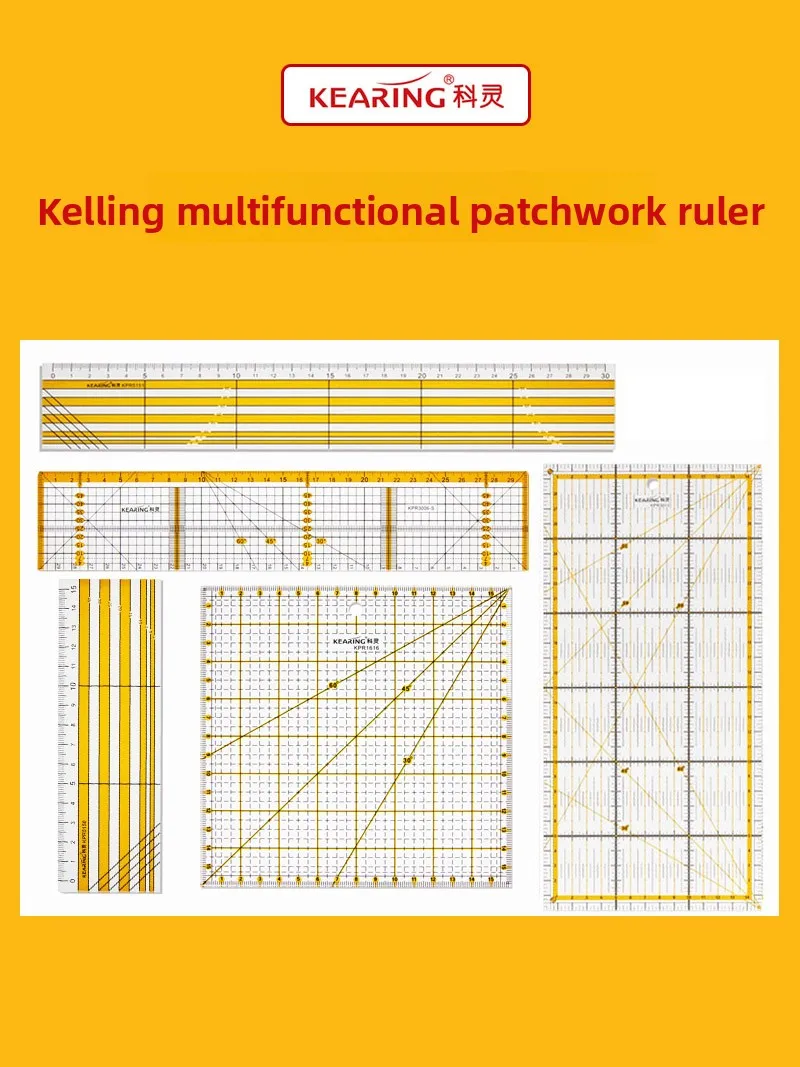 Regla de corte Keling para costura, regla rígida recta para prensar líneas, herramienta para diseño de quilts y corte de telas